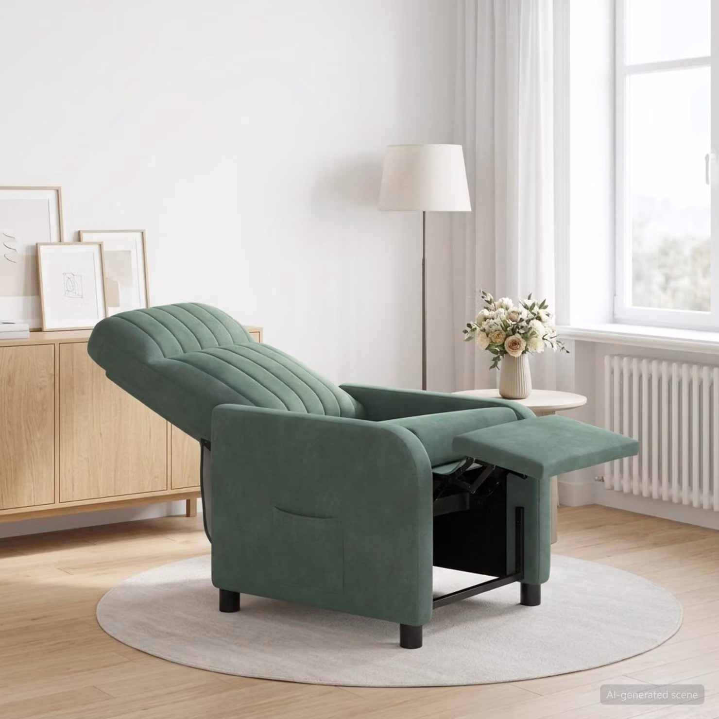 Poltrona reclinabile moderna vidaXL in velluto verde con braccioli