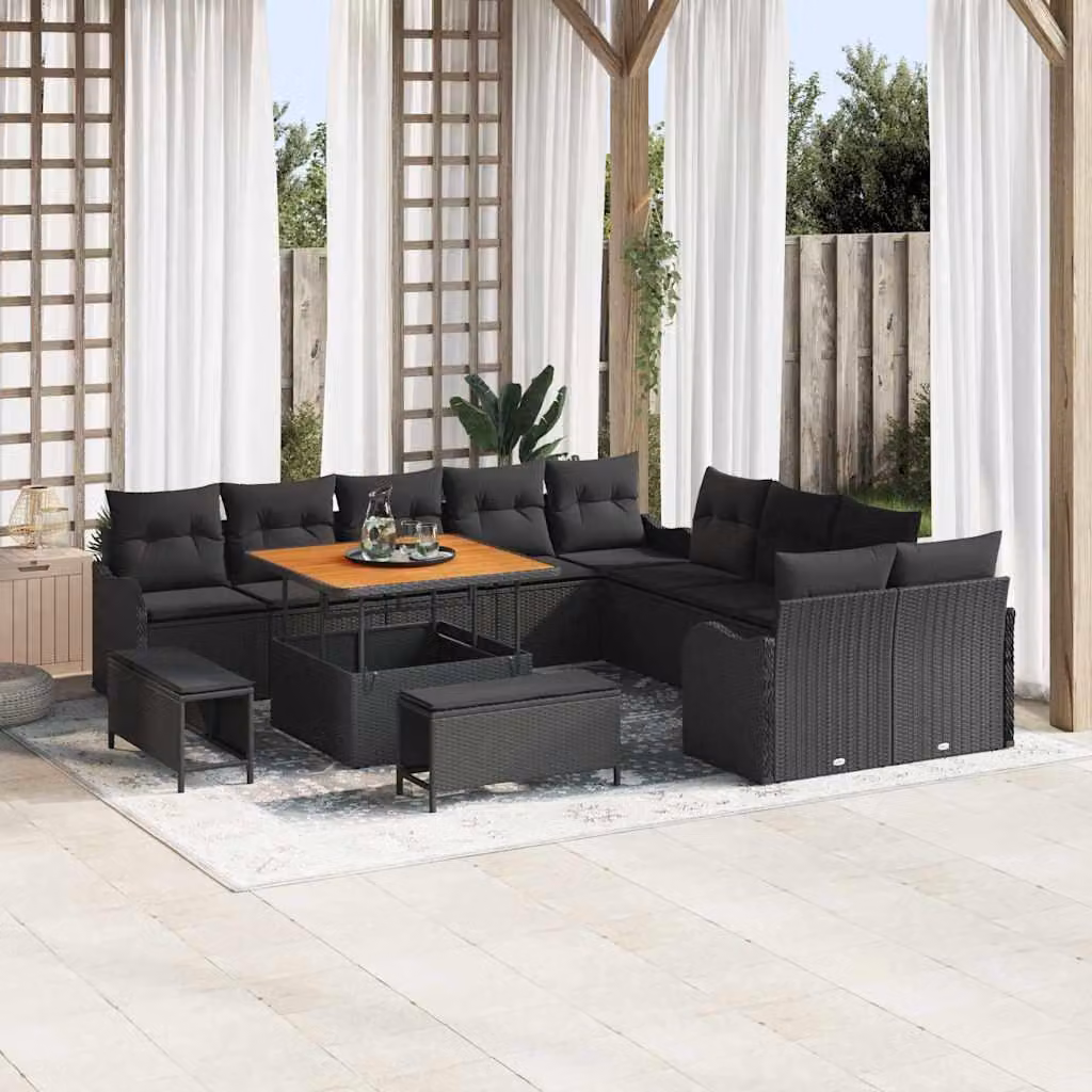 Maison Exclusive - Set da giardino con divano, 13 pezzi, rattan sintetico nero