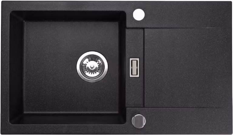 Lavello QLS 76x44 cm Sifone reversibile Runner nero metallizzato 11199