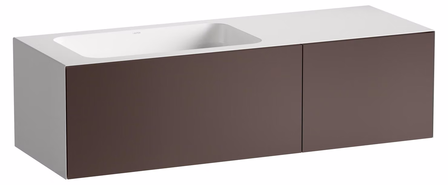 LAUFEN FOLIO plan de toilette, rectangulaire, 2 tiroirs, sans trou pour robinetterie, sans trop-plein, 1254x450x350mm, H580FO75231121, H580FO75231121