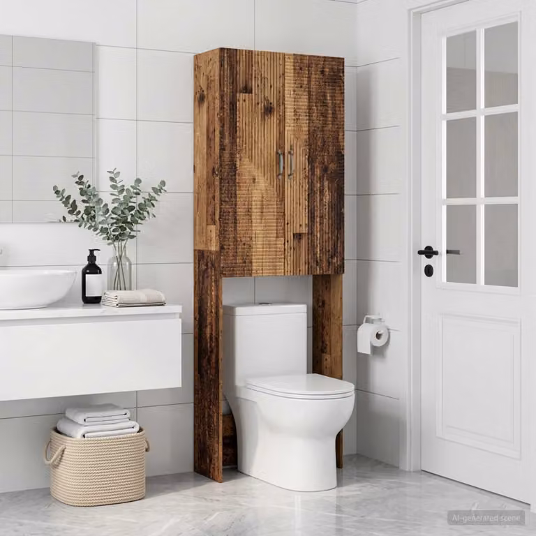 Mobiletto da bagno vidaXL HAARLEM in legno antico marrone, L: 66 cm, P: 25,5 cm, H: 190 cm