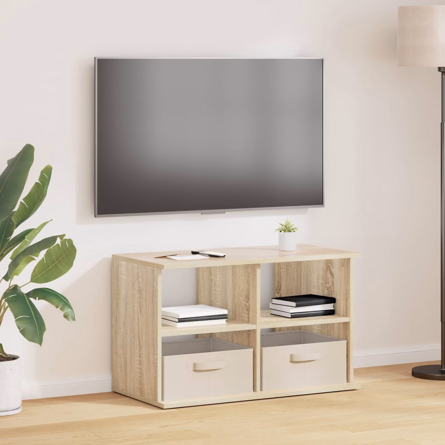 vidaXL Supporto TV moderno con cassetto in legno color rovere, L 79 cm x P 40 cm x H 48 cm