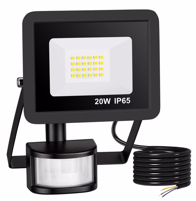 Faretto LED da 20W con sensore di movimento, grado di protezione IP65, temperatura di colore 6500K, 24 LED