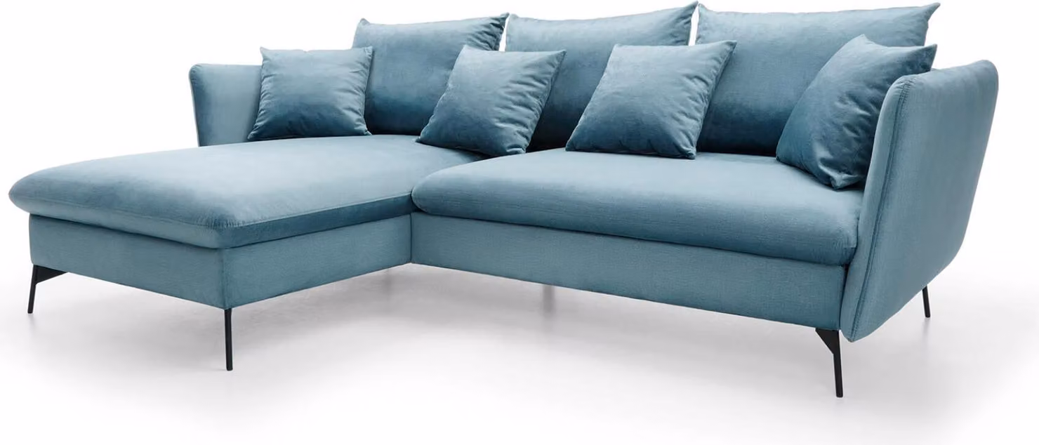 FURNLUX Divano angolare Viton Blu e Nero 258cm / Colore principale: Blu / Dimensioni: 258 x 91 x 167 cm