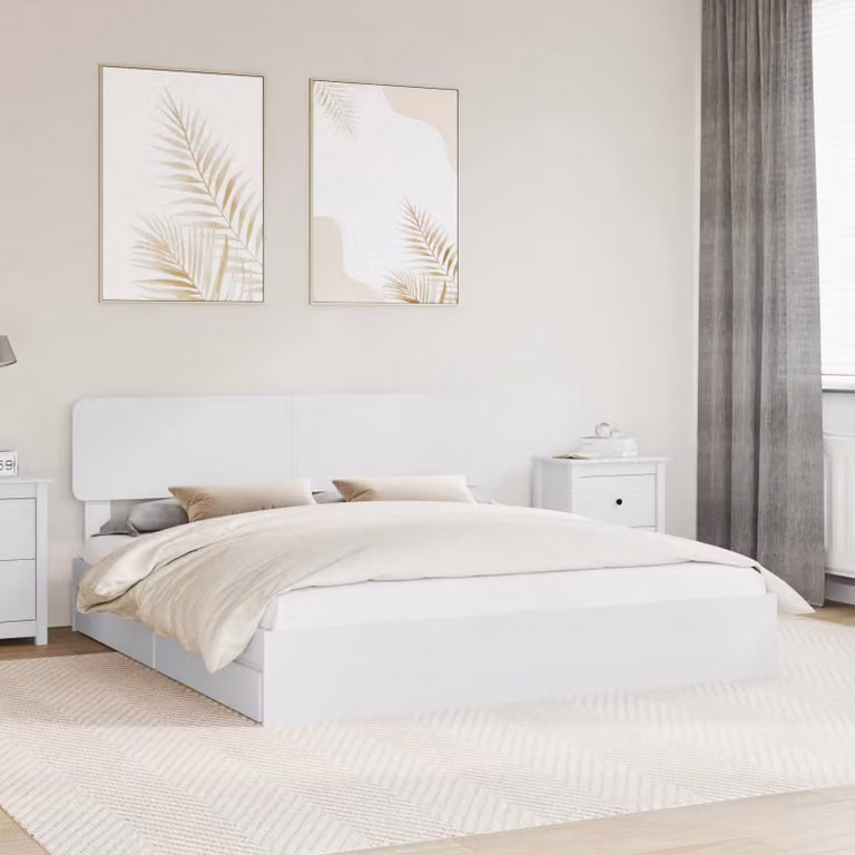 Letto con contenitore vidaXL in legno ingegnerizzato bianco, L/P/H: 180 x 200 x 90 cm