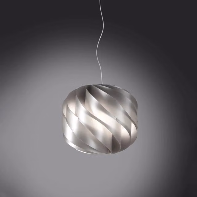 Lampada a sospensione moderna Polilux Linea Zero in metallo cromo e argento con diffusore a sfera, diametro: 40 cm, attacco E27 – 1