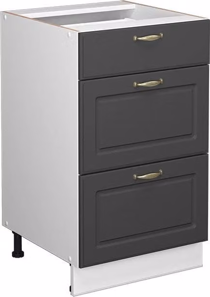 Mobiletto base per cucina Fame-Line Antracite-oro/Bianco 50 cm senza piano di lavoro Vicco