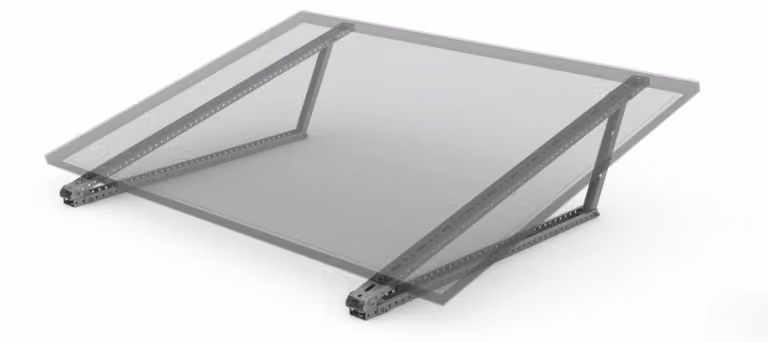 Sistema di montaggio per tetti piani per moduli fotovoltaici, inclinabile da 15 a 30°, fino a 1200 mm di altezza