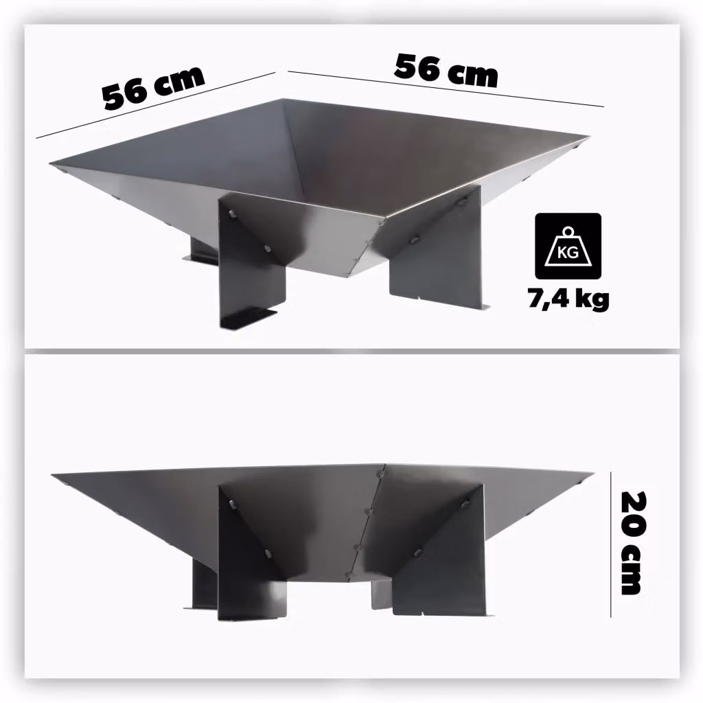 Braciere da giardino KADAX in acciaio color argento per falò e barbecue, diametro 56 cm – 2