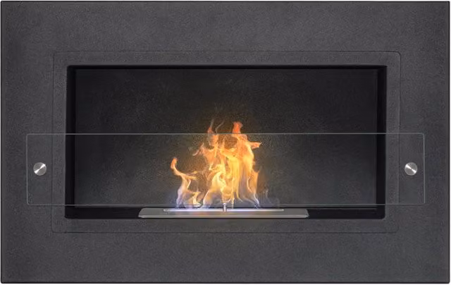 Caminetto a bioetanolo da incasso Frankystar Adriano in acciaio inox e vetro temperato con 1 bruciatore da 1,5 l, colore nero, L: 64 cm, P: 40 cm, H: 15 cm