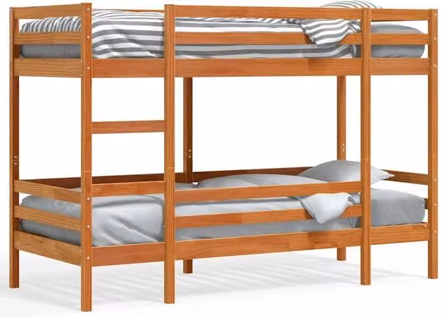 Letto singolo | Letto per adulti | Letto a Castello Marrone Cera 90x190 cm in Legno di Pino
