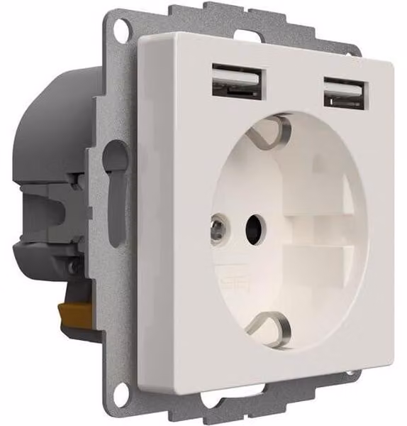 Prese multiple con 2 porte USB, finitura lucida (JP-5502F, 12W, 2,4A)