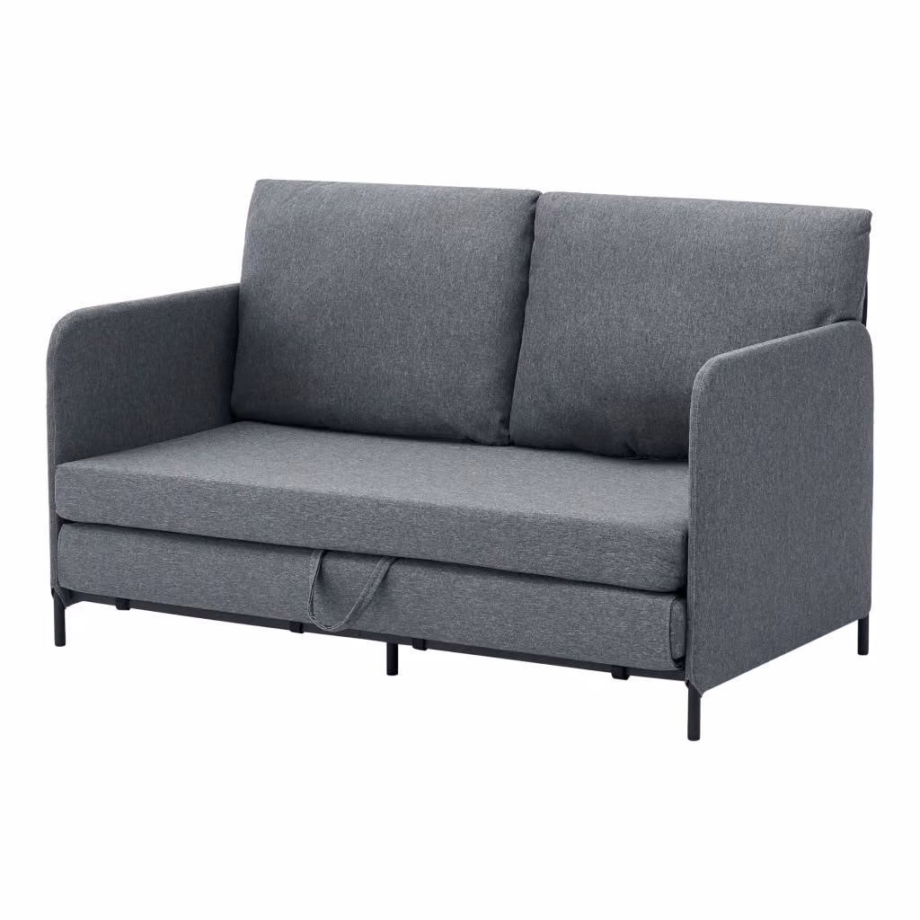 Divano Letto Estensibile Soini en.casa Grigio con Cassetto Contenitore e Cuscini, 1 Piazza e Mezza, L: 120 cm, P: 186 cm – 2