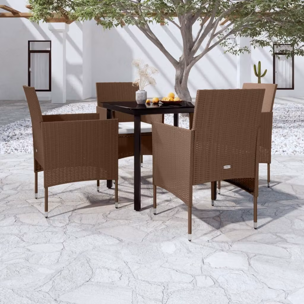 Maison Exclusive - Set da pranzo da giardino a 5 pezzi con cuscini marroni e neri