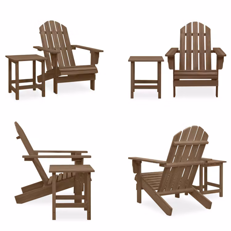 vidaXL Sedia da giardino Adirondack con tavolo in legno massiccio di abete marrone - sedia da giardino - sedie da giardino - poltrona da giardino - sedia per esterni