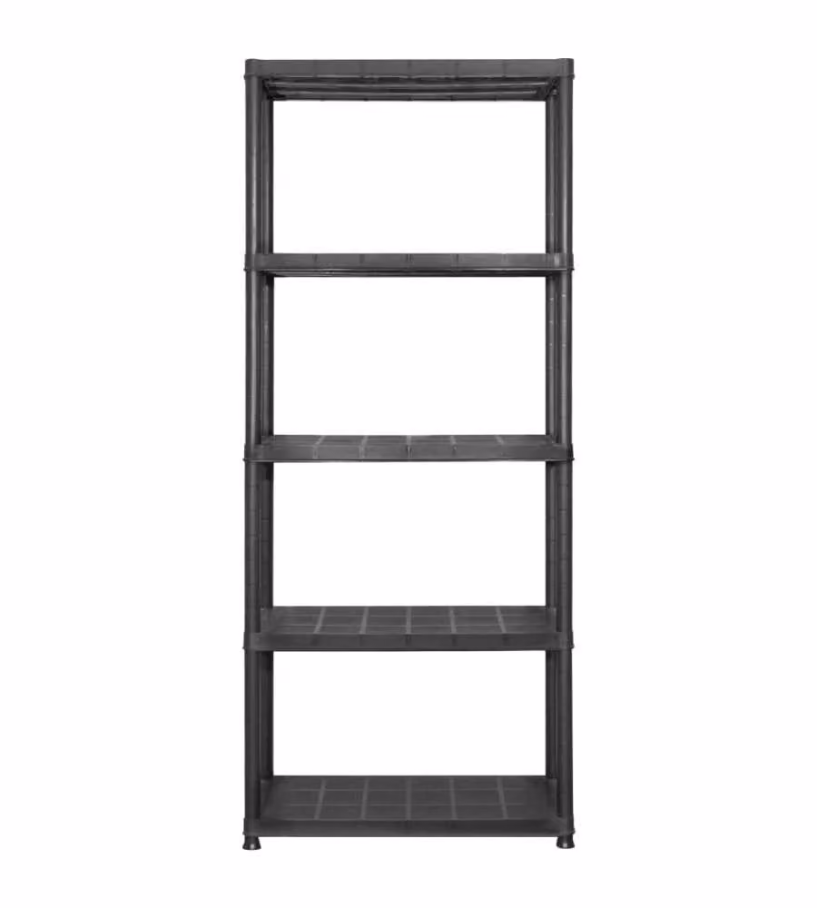Scaffale a 5 Ripiani Nero 284x38x170 cm in Plastica