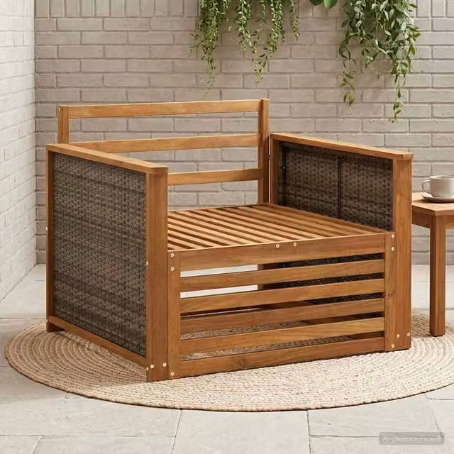 Divano centrale da esterno vidaXL in legno di acacia color marrone e beige