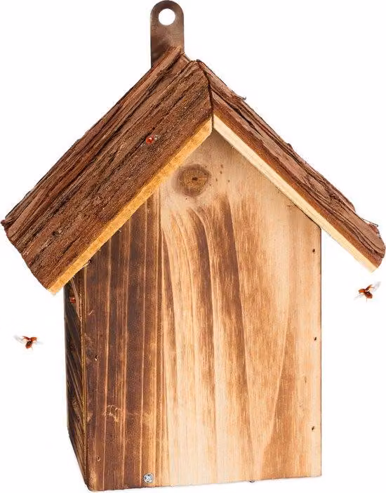 Albergo per insetti in legno, 22 x 18 x 12 cm, impermeabile, da appendere, marrone