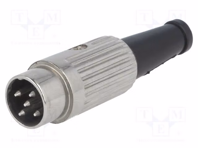 1 connettore a spina, con 5 pin, sistema a 360°, connettore maschio dritto DIN, per cavi 610-0520, connettore DIN