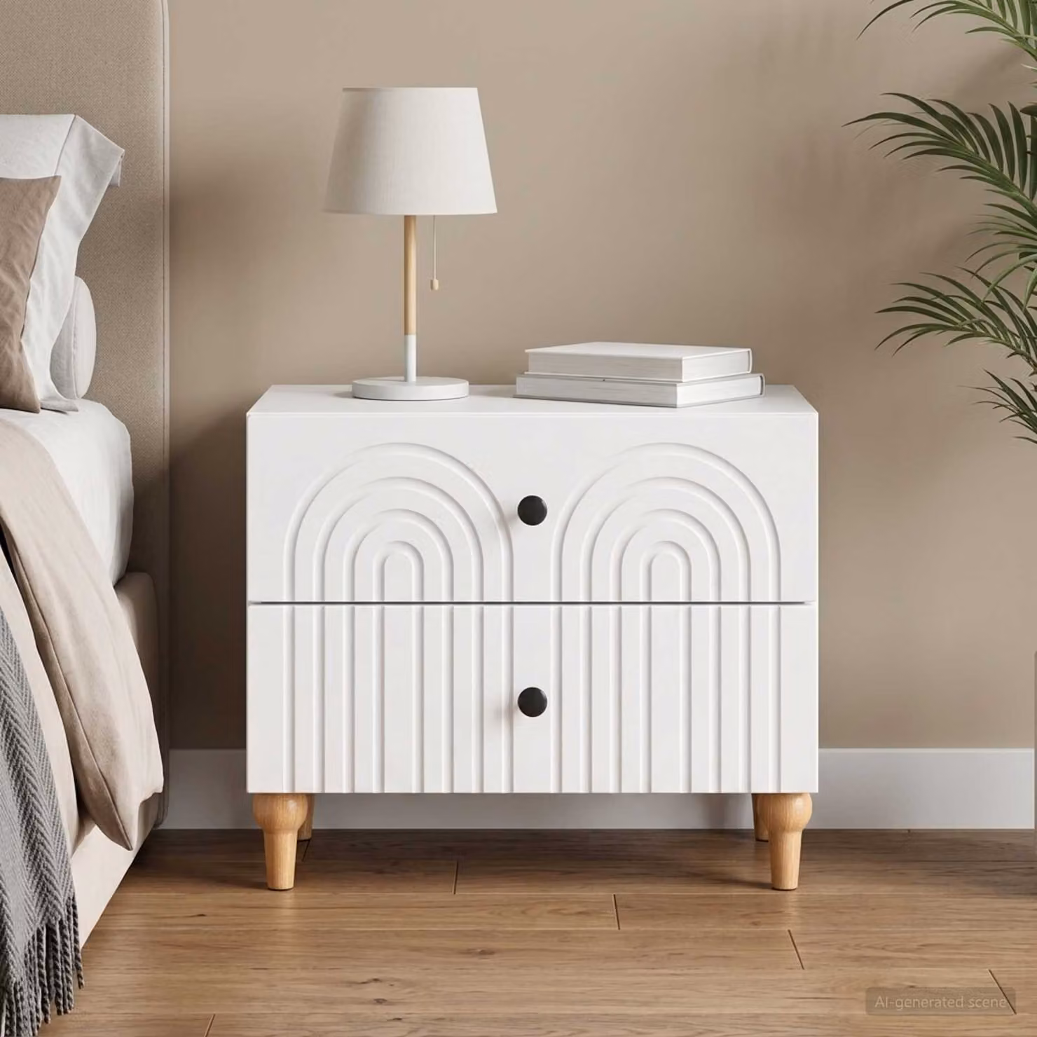 Armadio da Notte Moderno vidaXL Bianco in Legno MDF L: 62 cm, P: 34,5 cm, H: 48 cm