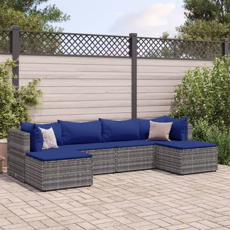 Maison Exclusive - Set da giardino 6 pezzi con cuscini grigio in polyrattan
