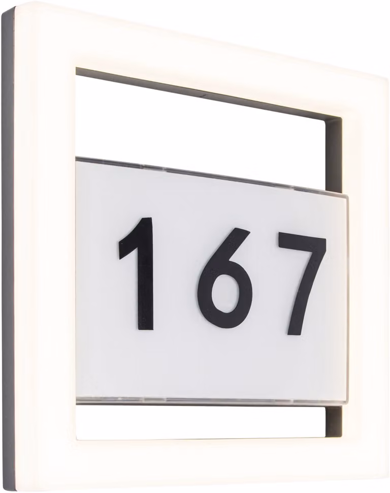 Applique a LED LUTEC alluminio antracite con numero civico incluso