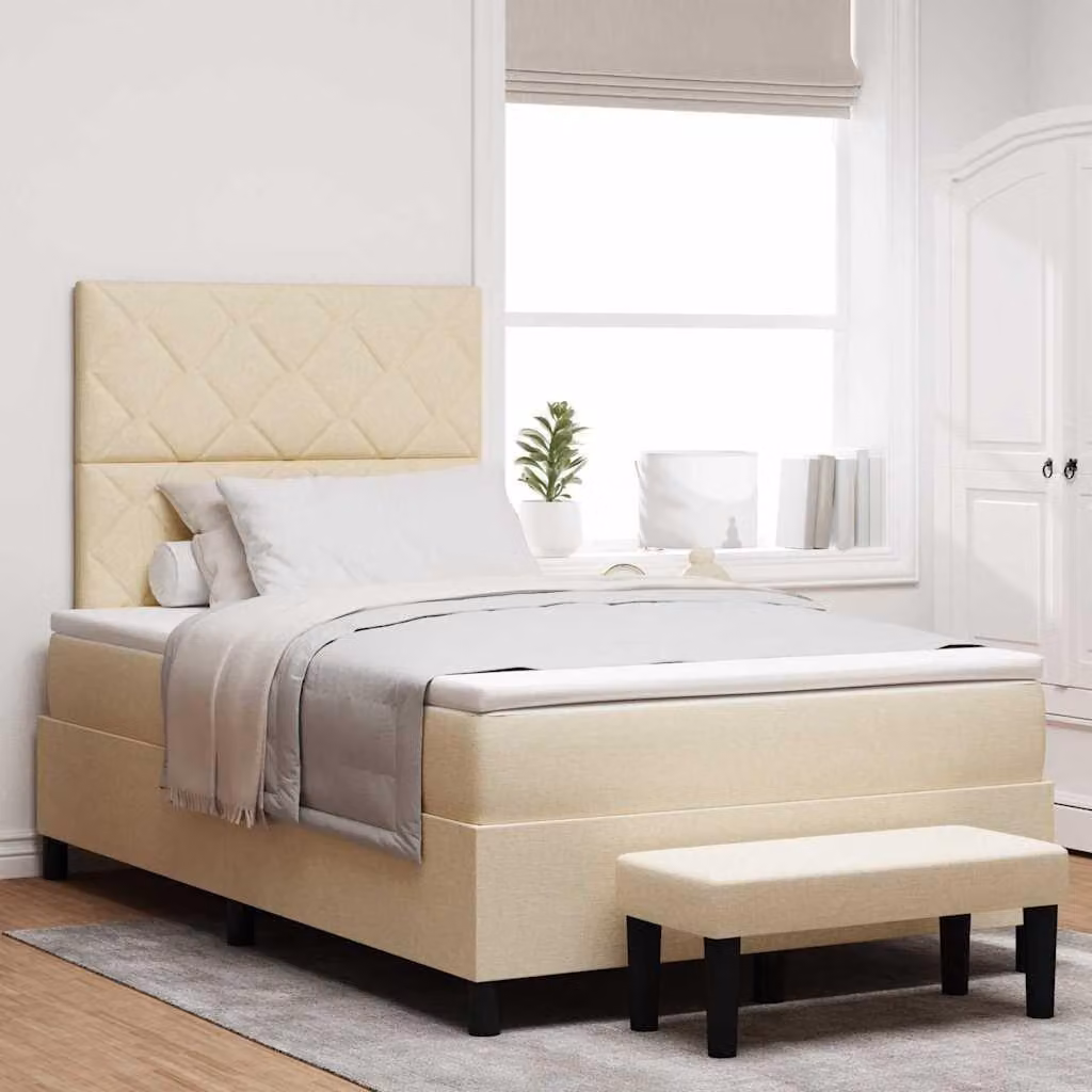 Maison Exclusive - Letto boxspring con testiera color crema 120 x 190 cm in tessuto
