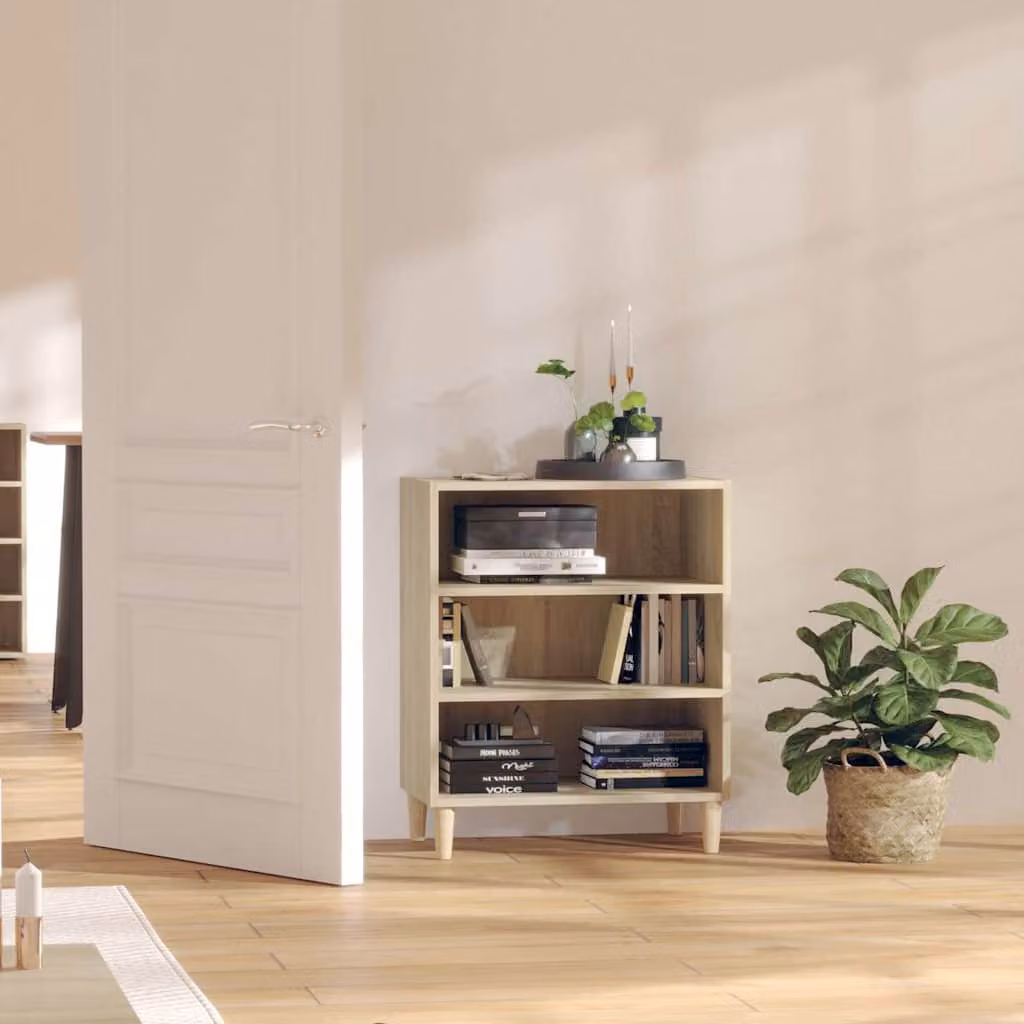 Credenza vidaXL in Legno Multistrato Rovere Sonoma, Colore Marrone e Beige, L 57 cm x P 35 cm x H 70 cm