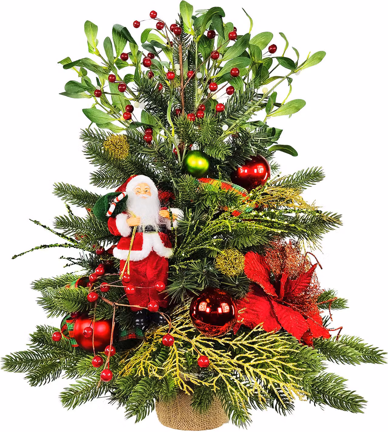 Albero di Natale artificiale decorato SANTA II 60 cm con illuminazione a LED IN VASO