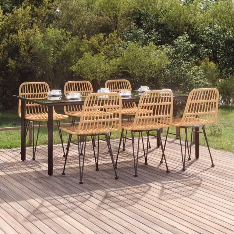 Maison Exclusive - Set da pranzo da giardino in rattan sintetico, 7 pezzi