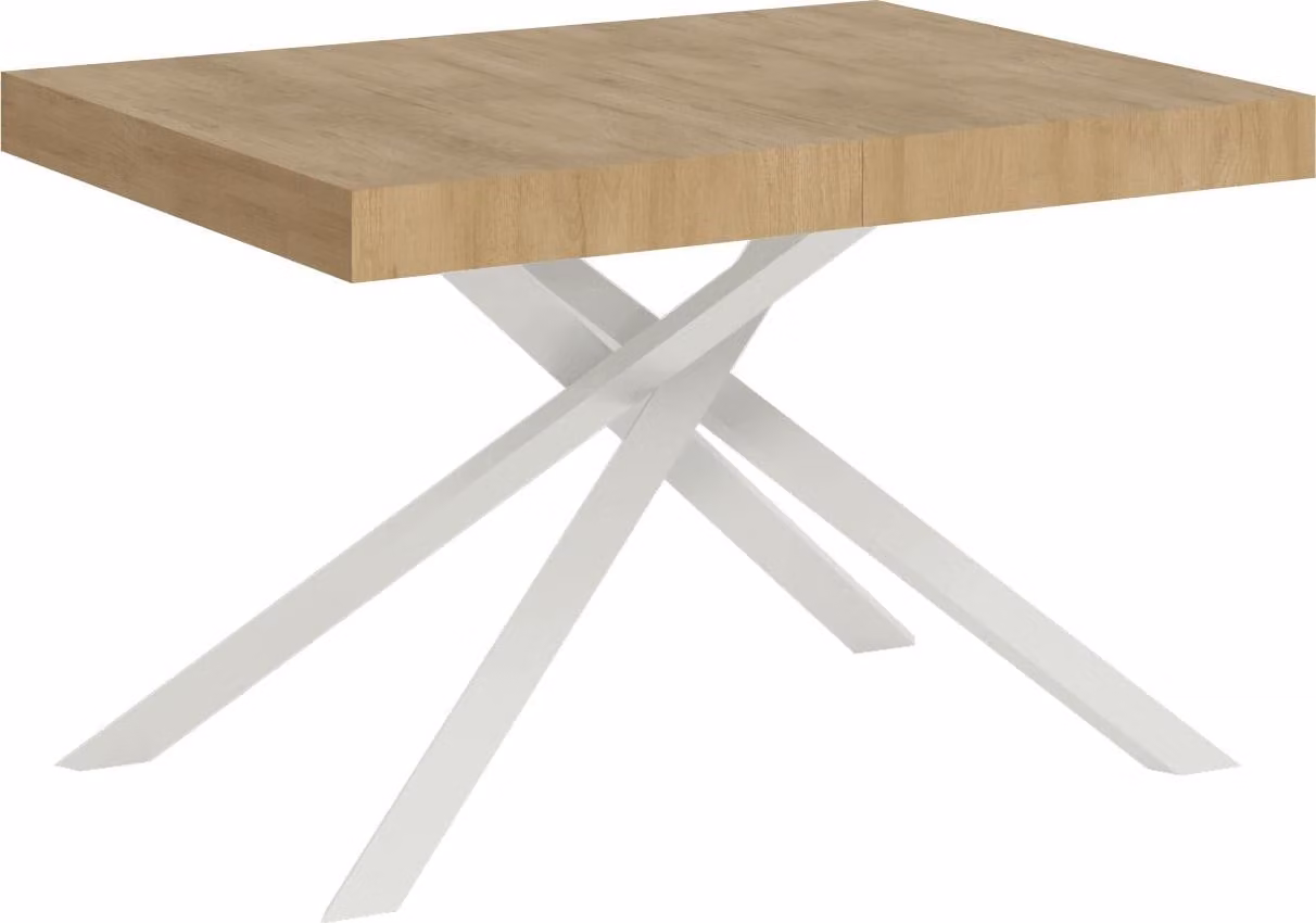 ITYHOME - Tavolo allungabile 130/390x90 cm Karida quercia natura gambe bianche