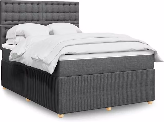 Letto Ibrido vidaXL con Giroletto a Molle e Materasso Grigio e Bianco L/P: 160 x 200 cm – 1