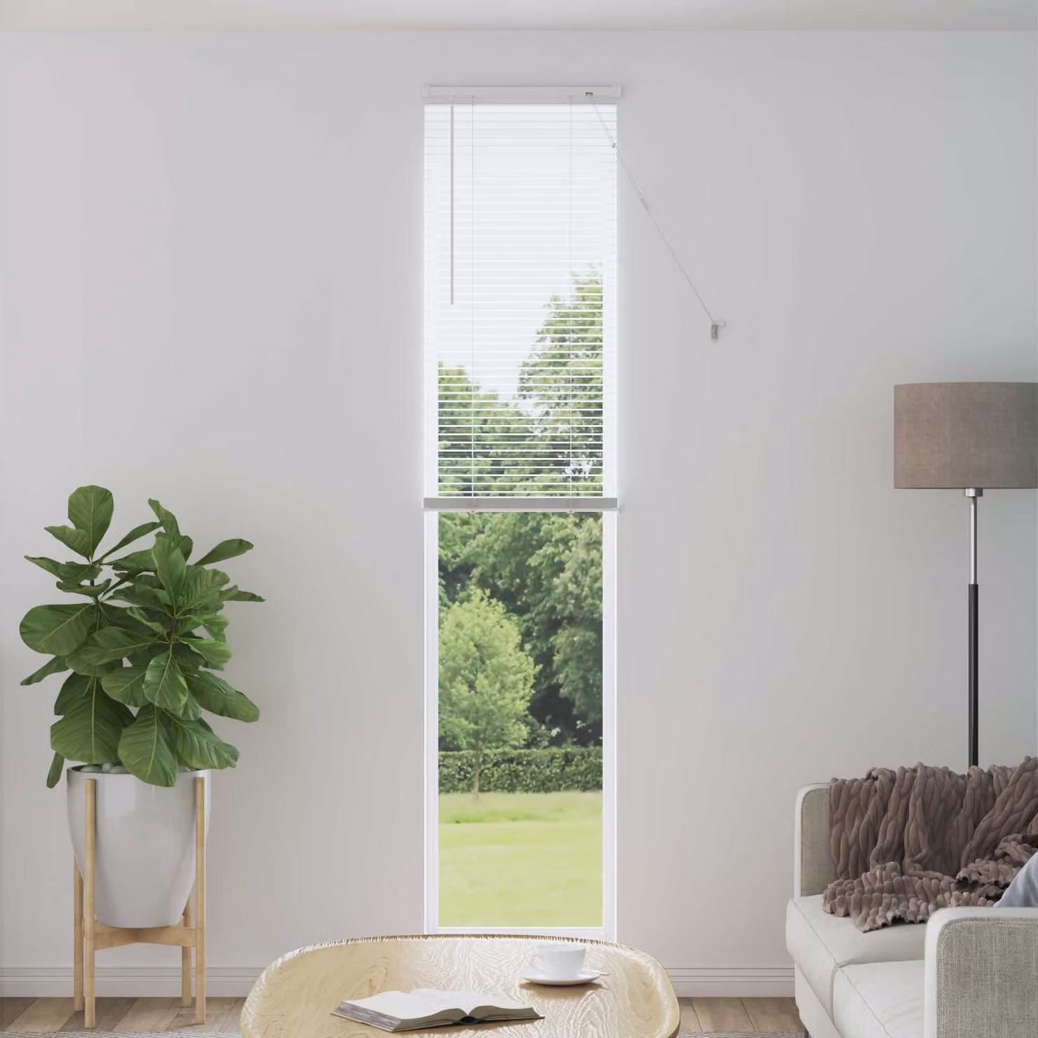 Tenda Veneziana vidaXL in PVC Bianco, L: 60 cm, H: 213 cm, Larghezza delle lamelle: 25 mm