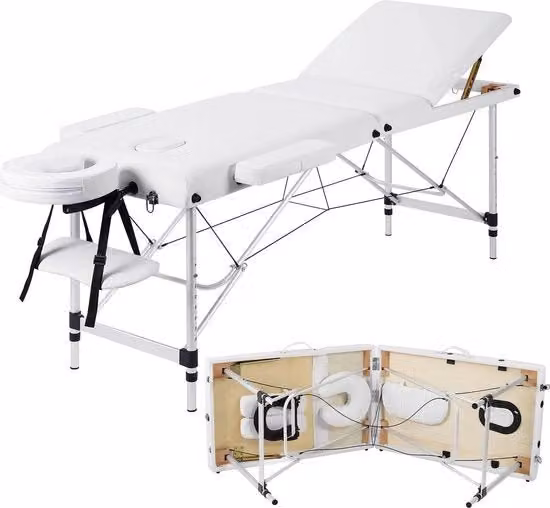 Tavolo per massaggi - Tavolo per trattamenti - Tavolo per trattamento estetico - Tavolo per trattamenti estetici - Flessibile - Ripiegabile - Bianco