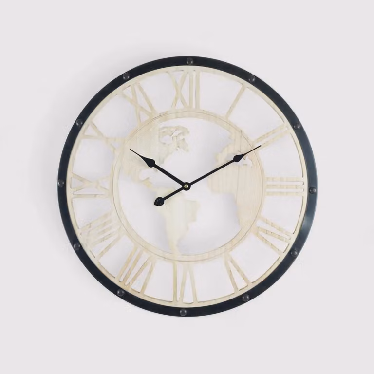 Erides - Orologio con numeri romani e mappamondo intagliato