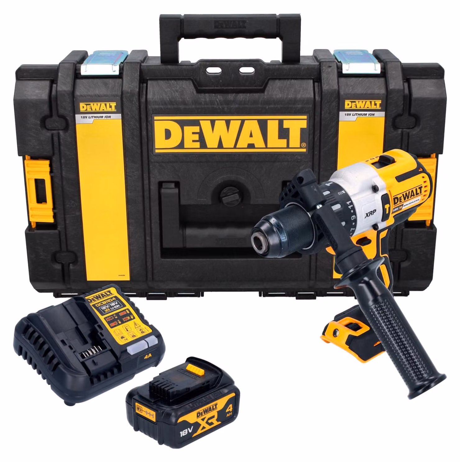 Trapano avvitatore a percussione a batteria DeWalt DCD 996 M1 18 V 95 Nm Brushless + 1x batteria da 4,0 Ah + caricabatterie + valigetta Tough Box