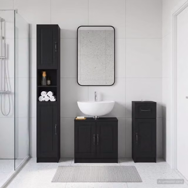 Set di armadietti da bagno in 3 pezzi UTRECHT Nero 3417892