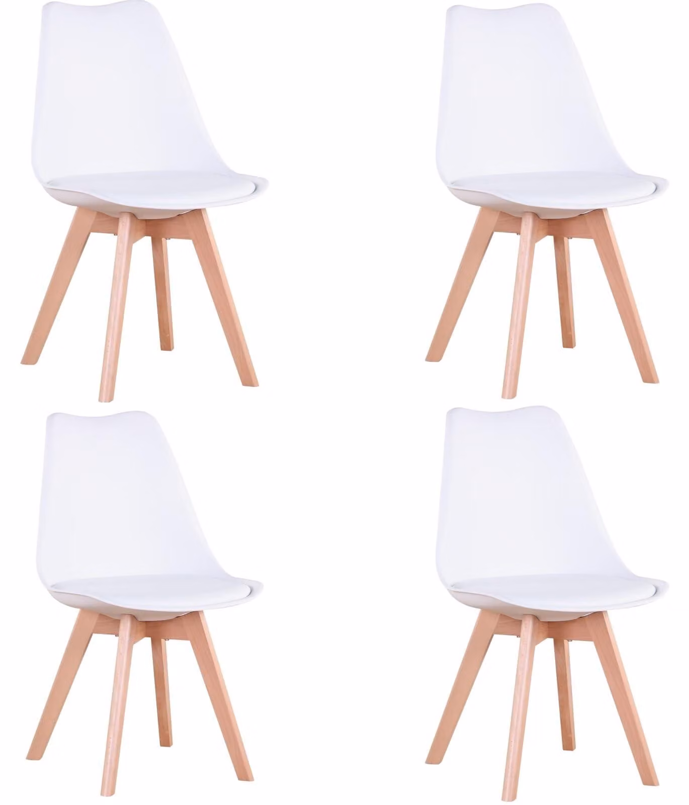 Set di 4 moderne sedie da pranzo con seduta in legno di faggio