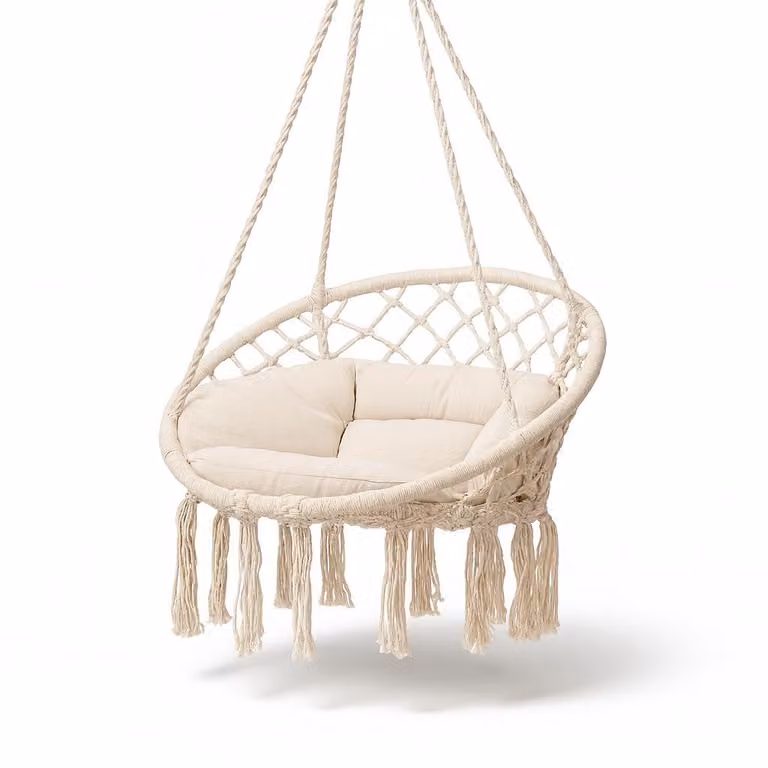 OMNA | Sedia sospesa BOHO - 120 cm - Beige - Confortevole ed elegante per interni ed esterni