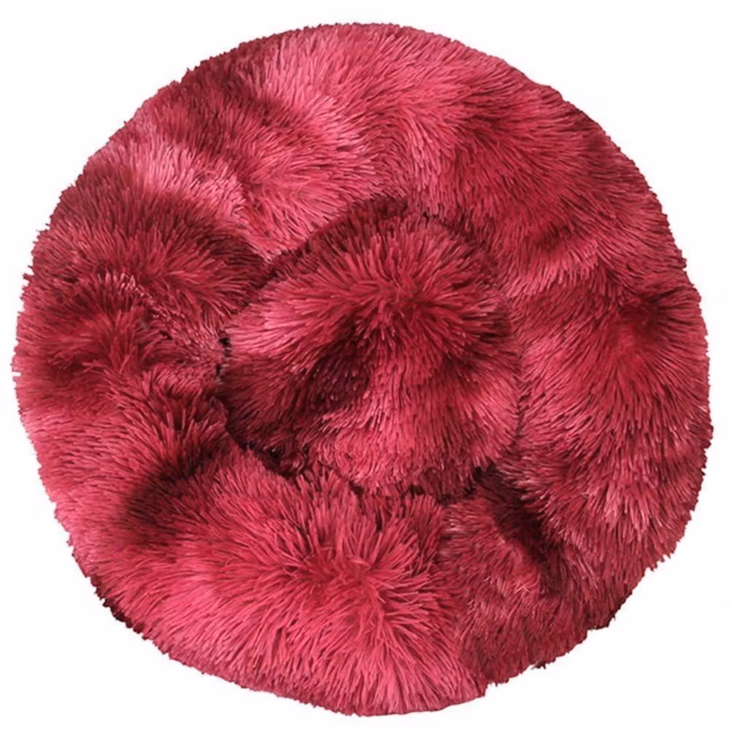 Cuccia per cani, forma rotonda, lavabile, colore rosso vino. Dimensioni: 40x40x20 cm