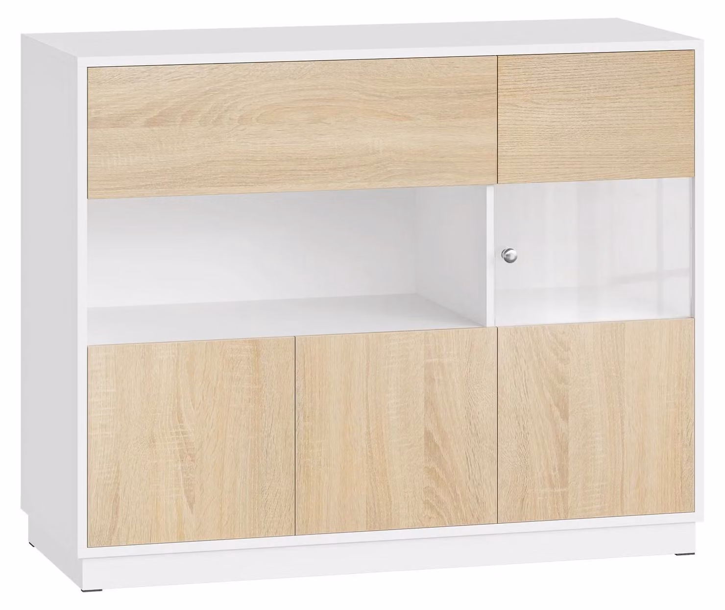 Mobile contenitore - Comodino con cassetto - 100 x 80 x 40 cm - Struttura in legno - Spazio contenitivo - Porta - Carico massimo 60 kg - Rovere chiaro/bianco