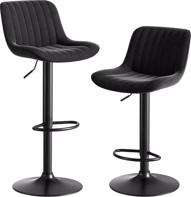 Sgabello da bar girevole set da 2 47 x 46 x 87-109 cm velluto nero regolabile