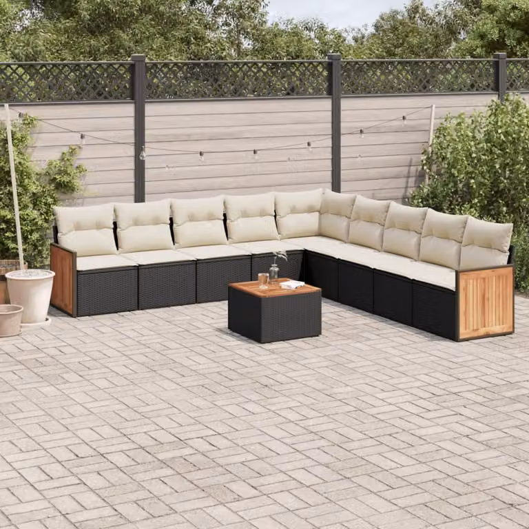 Maison Exclusive - Set Divani da Giardino 10pz con Cuscini in Polyrattan Nero