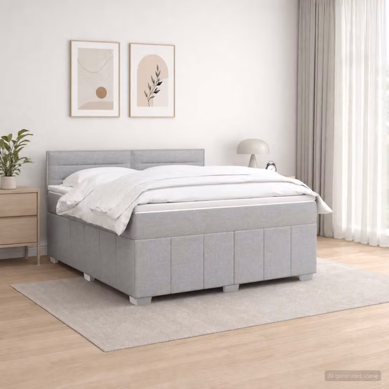 Letto box spring ibrido vidaXL con materasso a molle insacchettate Grigio Chiaro e Bianco L/P: 180 x 200 cm