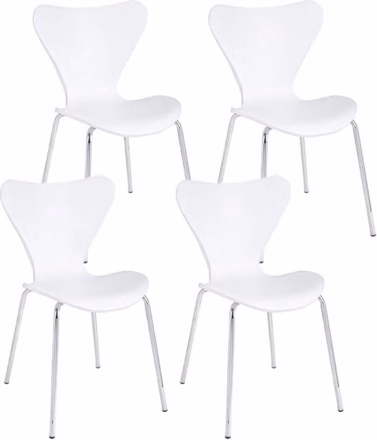 Set di 4 sedie moderne GIORDANOSHOP in plastica e metallo, colore bianco, L: 50 cm, P: 49,5 cm, H: 82 cm