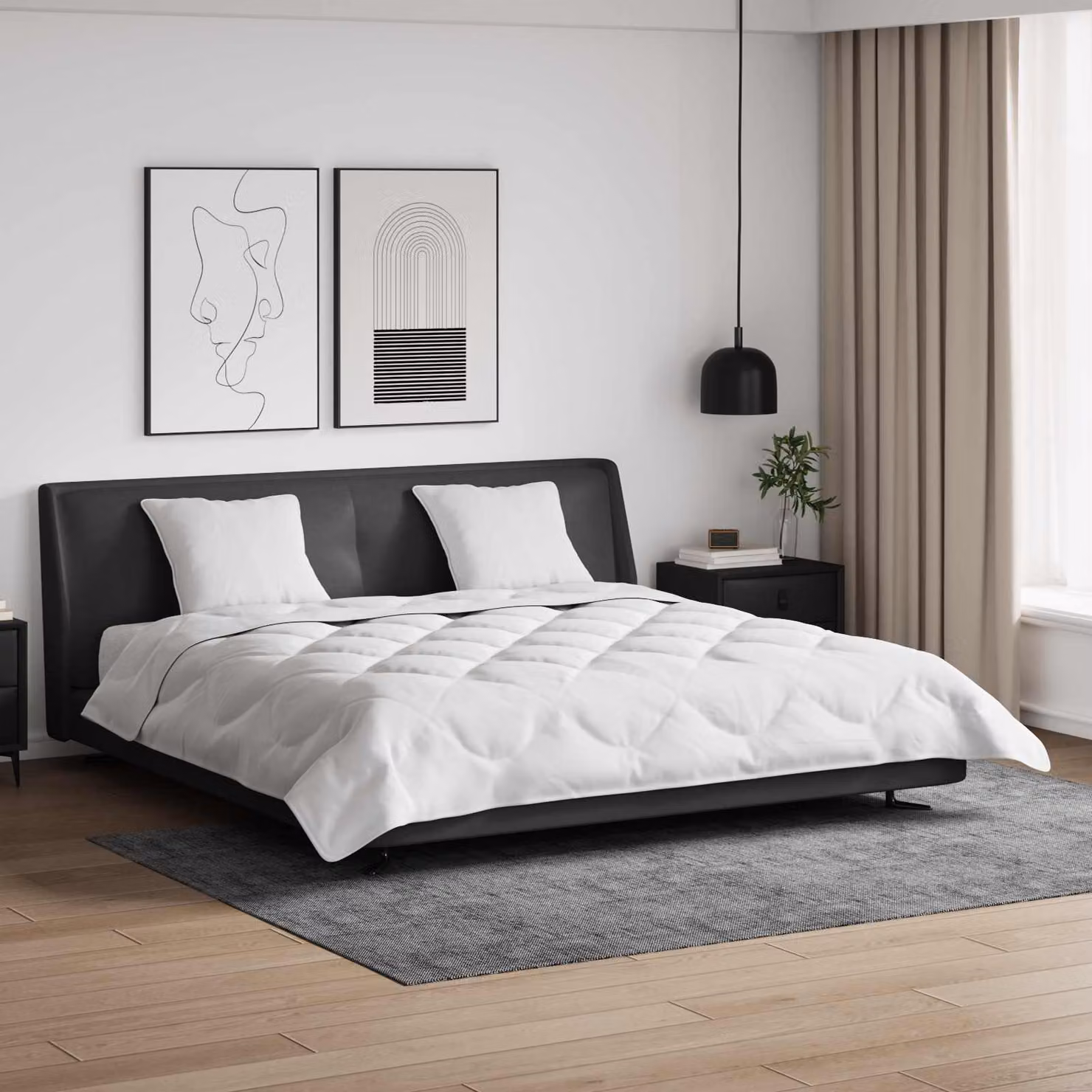 Set Piumino Letto Estivo vidaXL Bianco in Microfibra e Cotone con 3 Cuscini, 200x200 cm