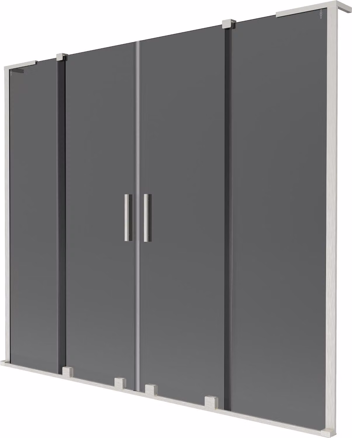 Mexen Velar L Duo paravento da vasca 2-ante scorrevole 200 x 150 cm, grafite, nichel spazzolato - 896-200-003-42-97