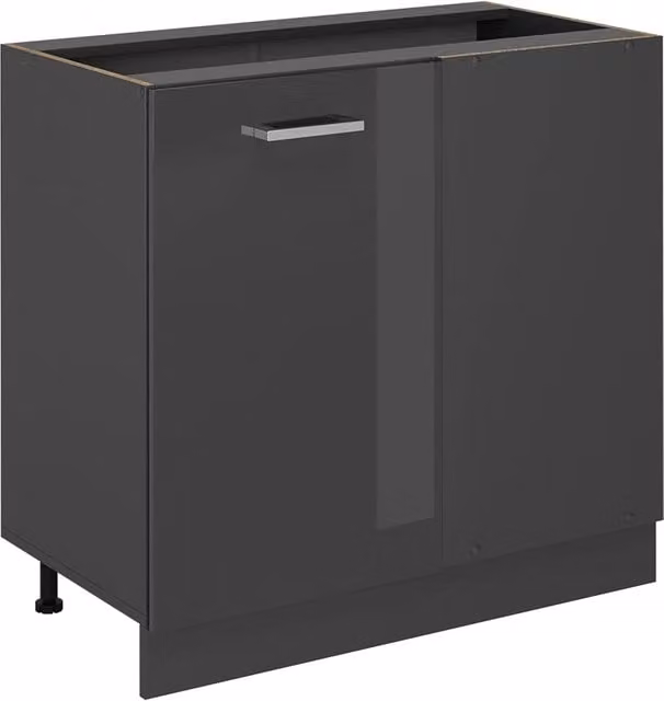 Mobile ad angolo cucina R-Line Antracite lucido/Antracite 86 cm senza piano di lavoro Vicco