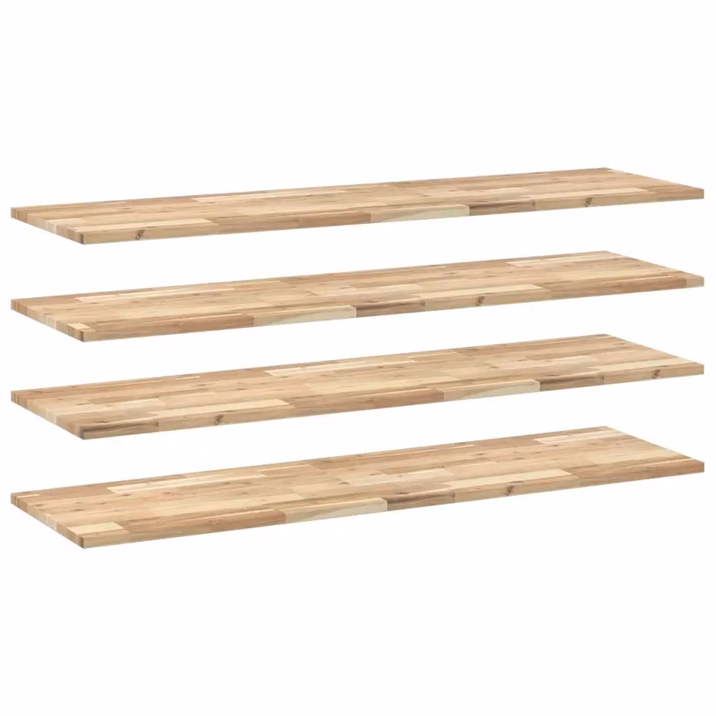 Set di 4 mensole da parete VIDAXL in legno di acacia non trattato, colore marrone, L: 160 cm, P: 40 cm, H: 2 cm