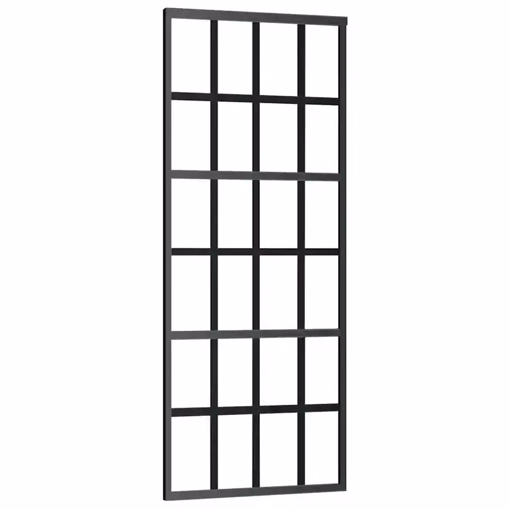Porta Scorrevole Industrial vidaXL in Vetro Trasparente e Alluminio Nero L: 76 cm, H: 205 cm – 2